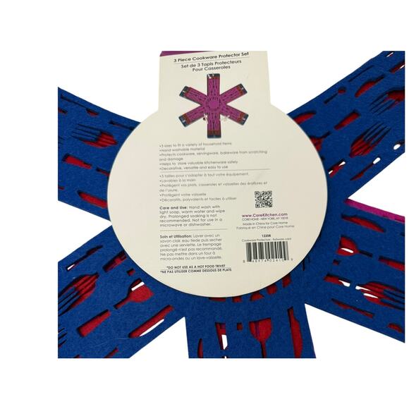 Core Kitchen 3 Piece Cookware Protector Set NWT Blue Red Pink Small Medium Large - Picture 2 of 3